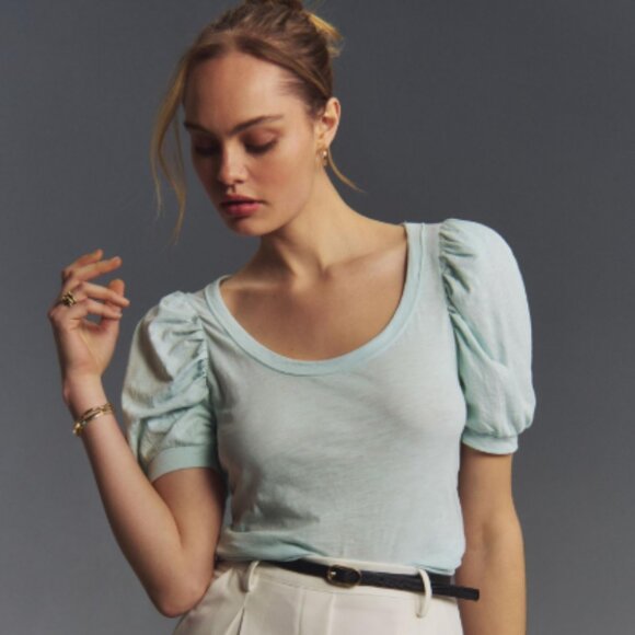 Brand New By Anthropologie Puff-Sleeve Scoop-Neck Top - Picture 4 of 7